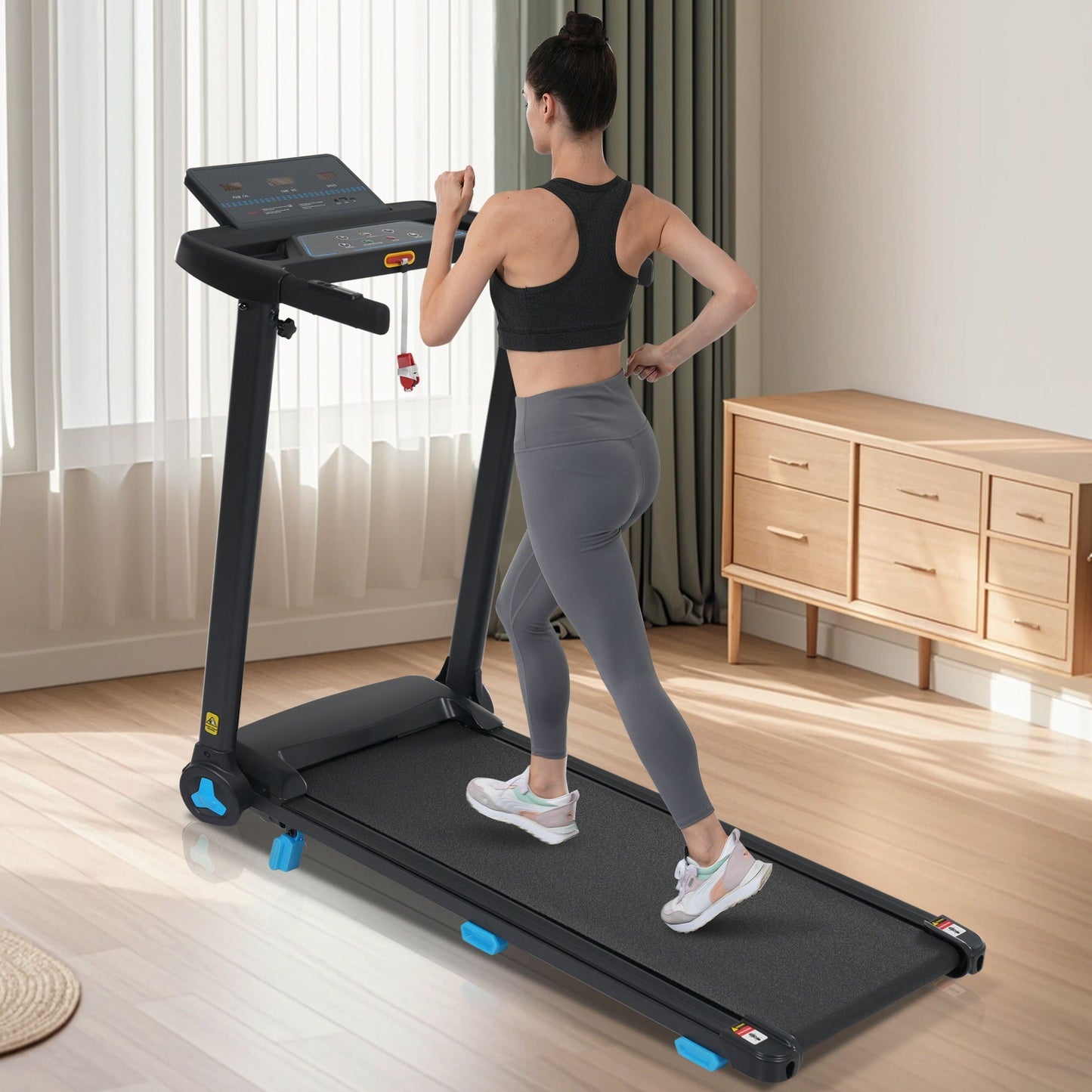 Folding Treadmill for Home, 3.0HP Portable with Bluetooth and Incline