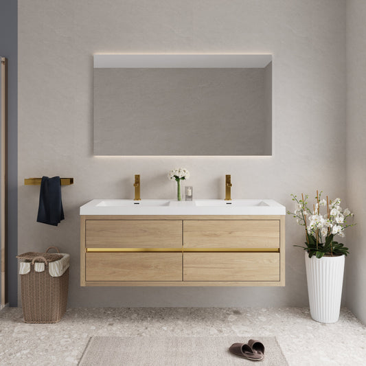 60" Wall-Mounted Bathroom Vanity with Double Sinks