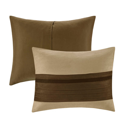 7 Piece Faux Suede Comforter Set Natural Queen