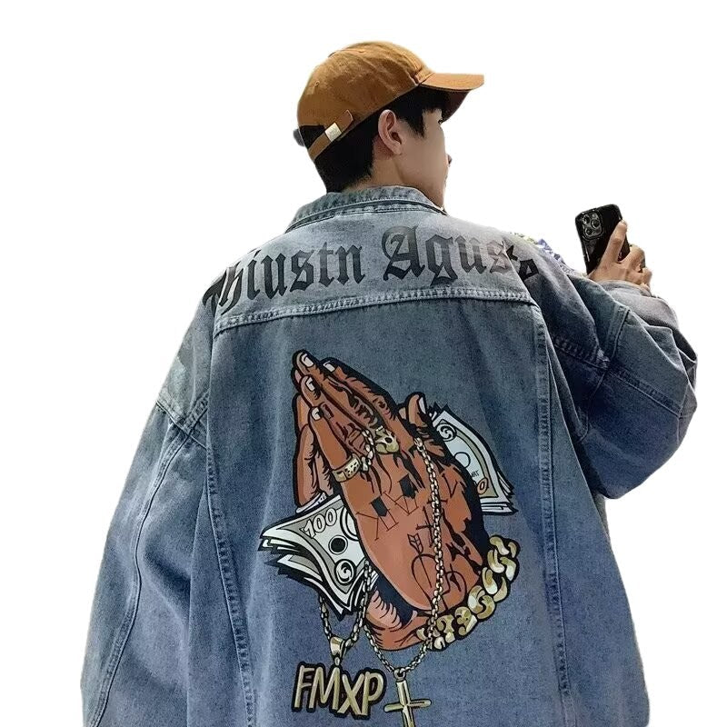 European And American High-street Washed Denim Jacket For Men Autumn Season