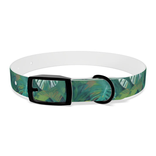 Emerald Canopy Pattern of Tropical Leaves - Pet Collar Pet Zen