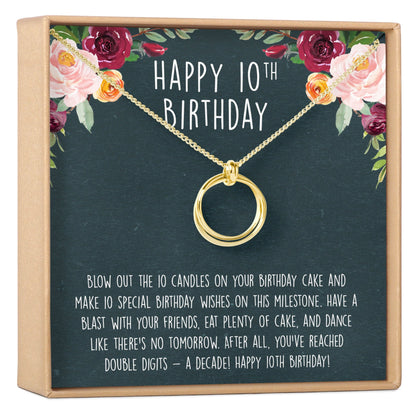 10th Birthday Gift Necklace, Multiple Styles