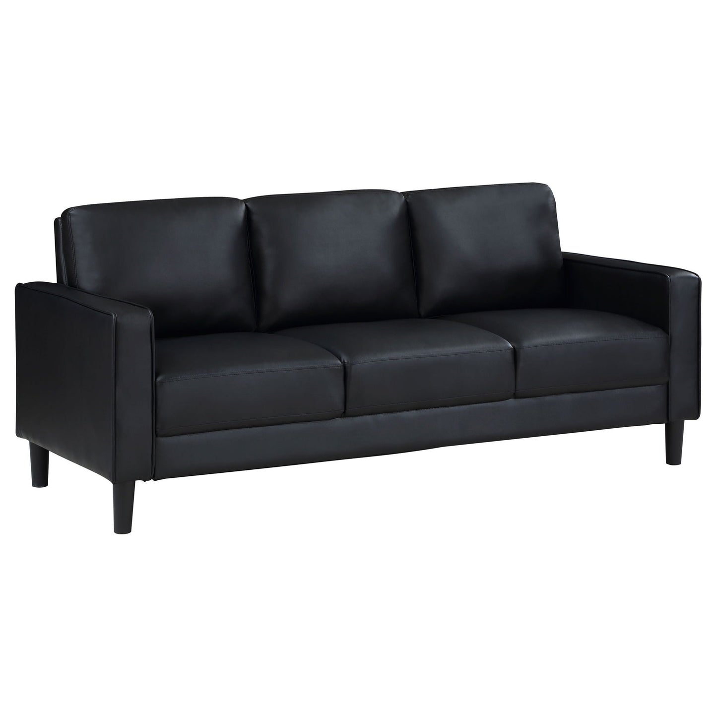 Weld 3 Piece Upholstered Track Arm Sofa Set - Black