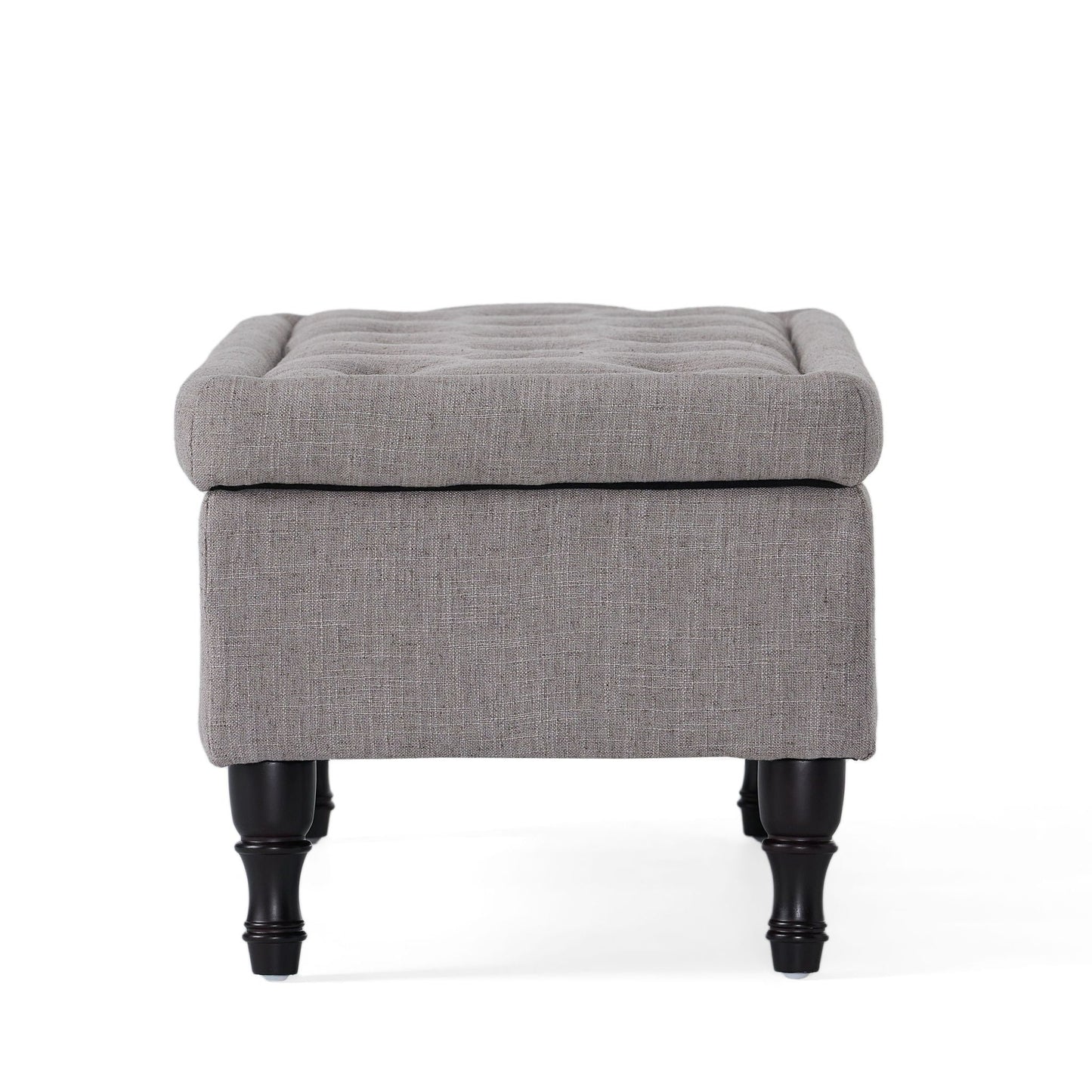 Dean Fabric Storage Wide Tufted Rectangle Ottoman - Gray