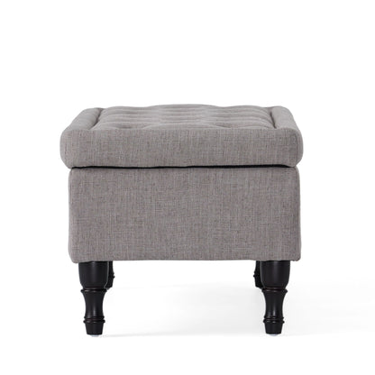 Dean Fabric Storage Wide Tufted Rectangle Ottoman - Gray