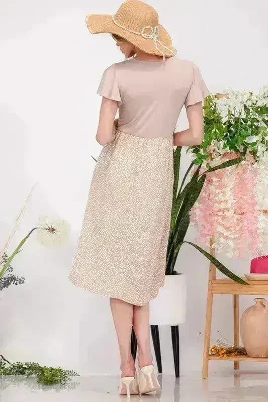 Polka Dot Flutter Sleeve Midi Dress with Pockets Plus - Femstylo