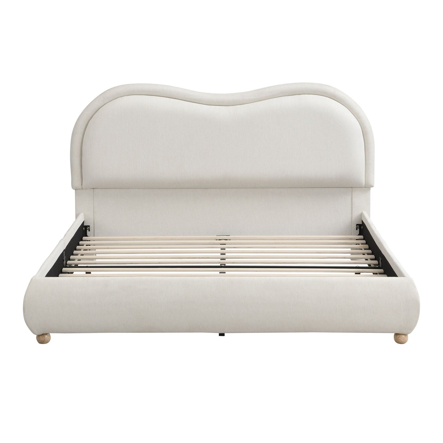 Upholstered Platform Bed Frame With Curved Headboard