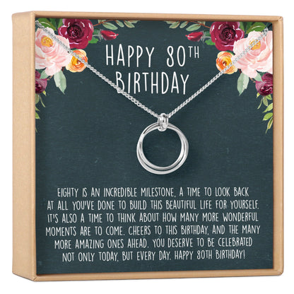 80th Birthday Necklace, Multiple Styles