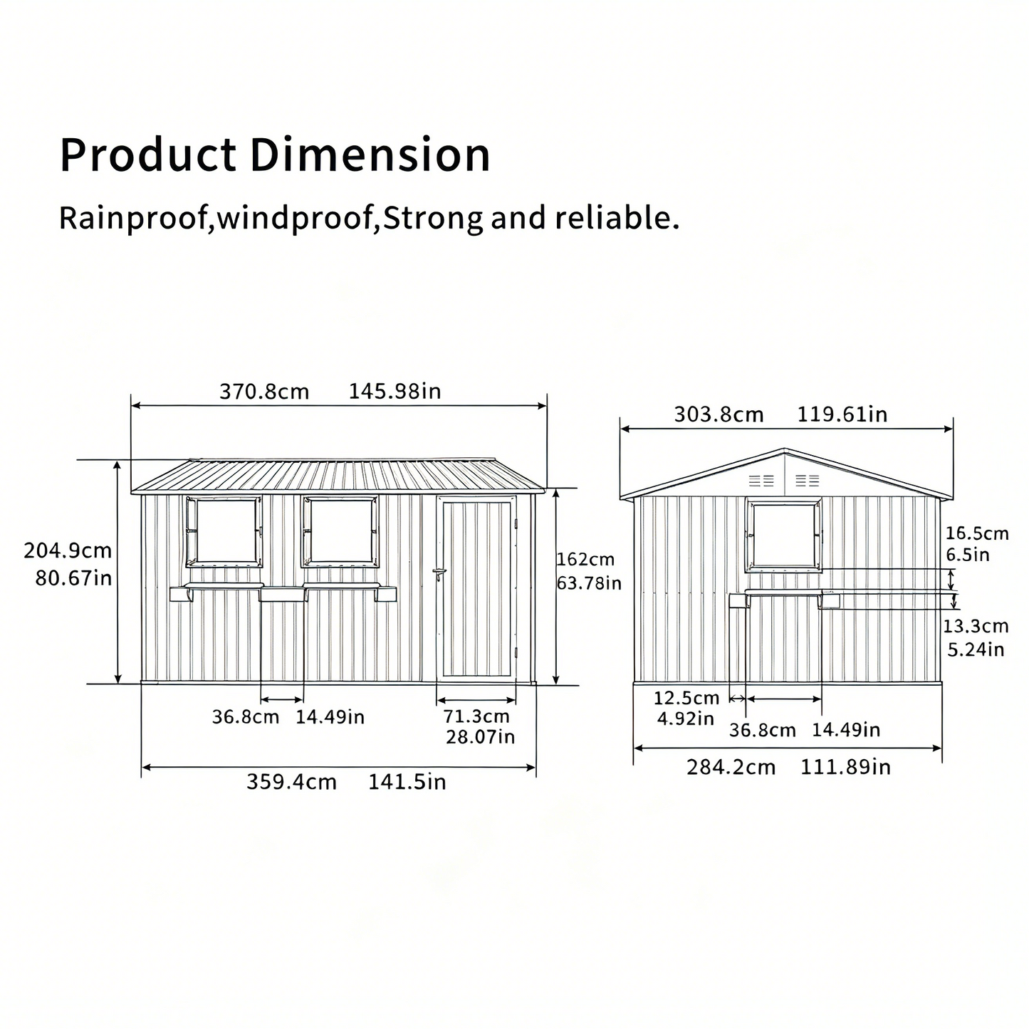 12x10 FT Outdoor Metal Storage Shed