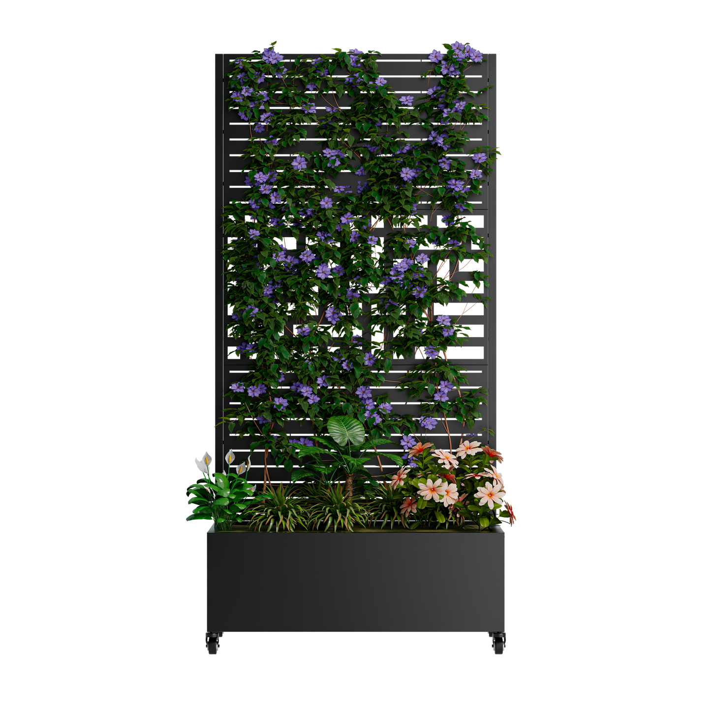 Metal Planter Box with Trellis, 73"x35"x16" Raised Garden Bed