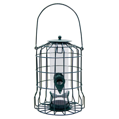 Outdoor Wild Bird Feeder Squirrel-Proof Chew-Proof Metal Hanging Seed Feeder with 4 Feeding Ports for Small Songbirds