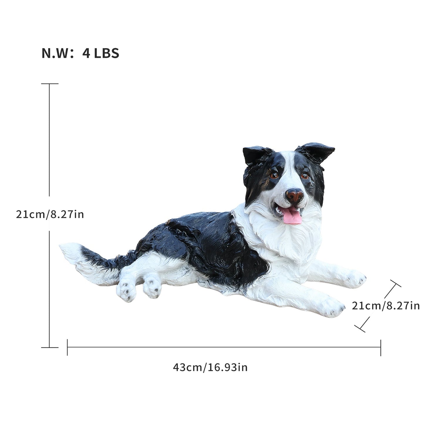 Outdoor Garden Border Collie Dog Statue Greeter