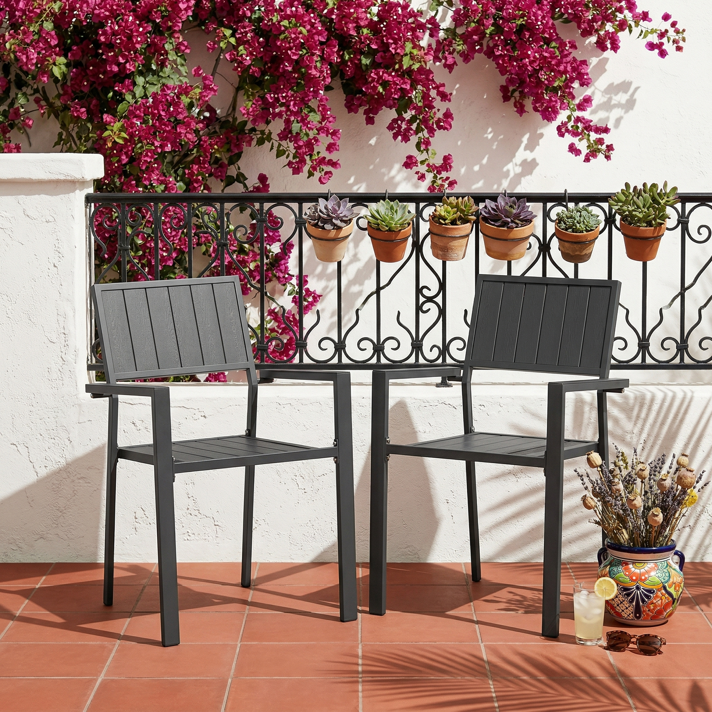 Modern Outdoor Indoor Metal Side Chair - Set of 2