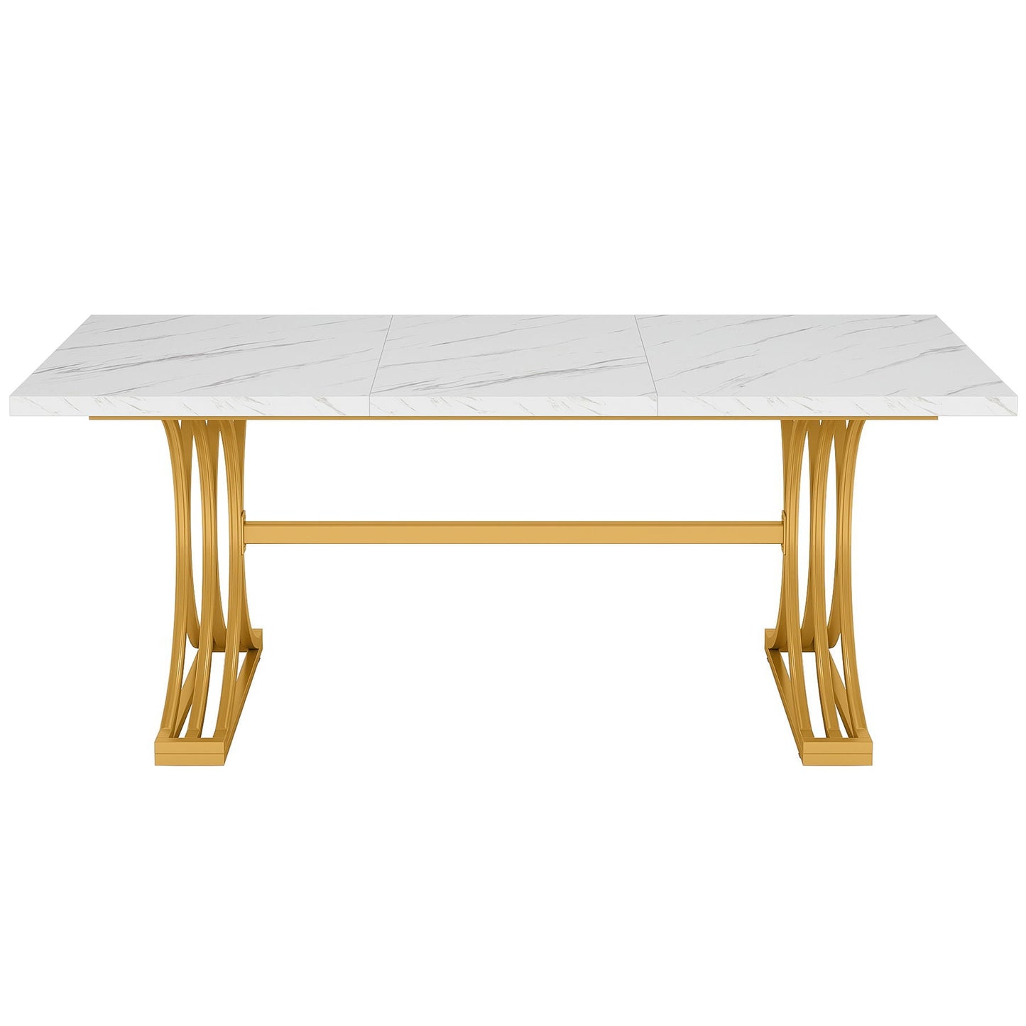 Executive Desk With X-Legs, Sturdy Office Workstation For Home Office - White / Gold