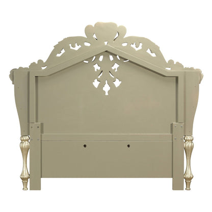 Vatican - Eastern King Bed - Synthetic Leather, Light Gold & Champagne Silver