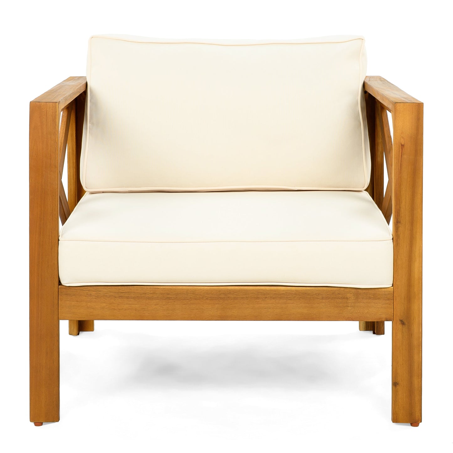 Outdoor Acacia Wood Club Wooden Armchair with Cushions (Set of 2)