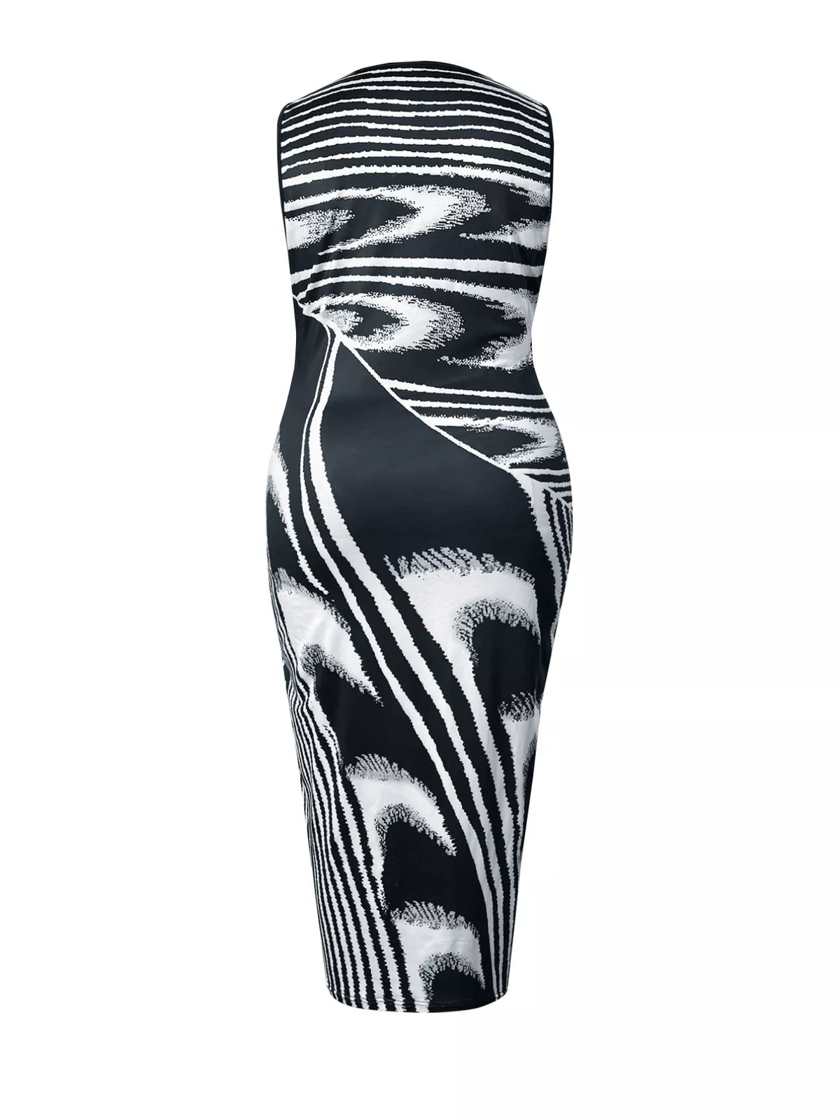 Sleeveless Bodycon Maxi Dress with Abstract Print