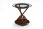 Beaufort - Round End Table With Base And Glass Top - Dark Oak
