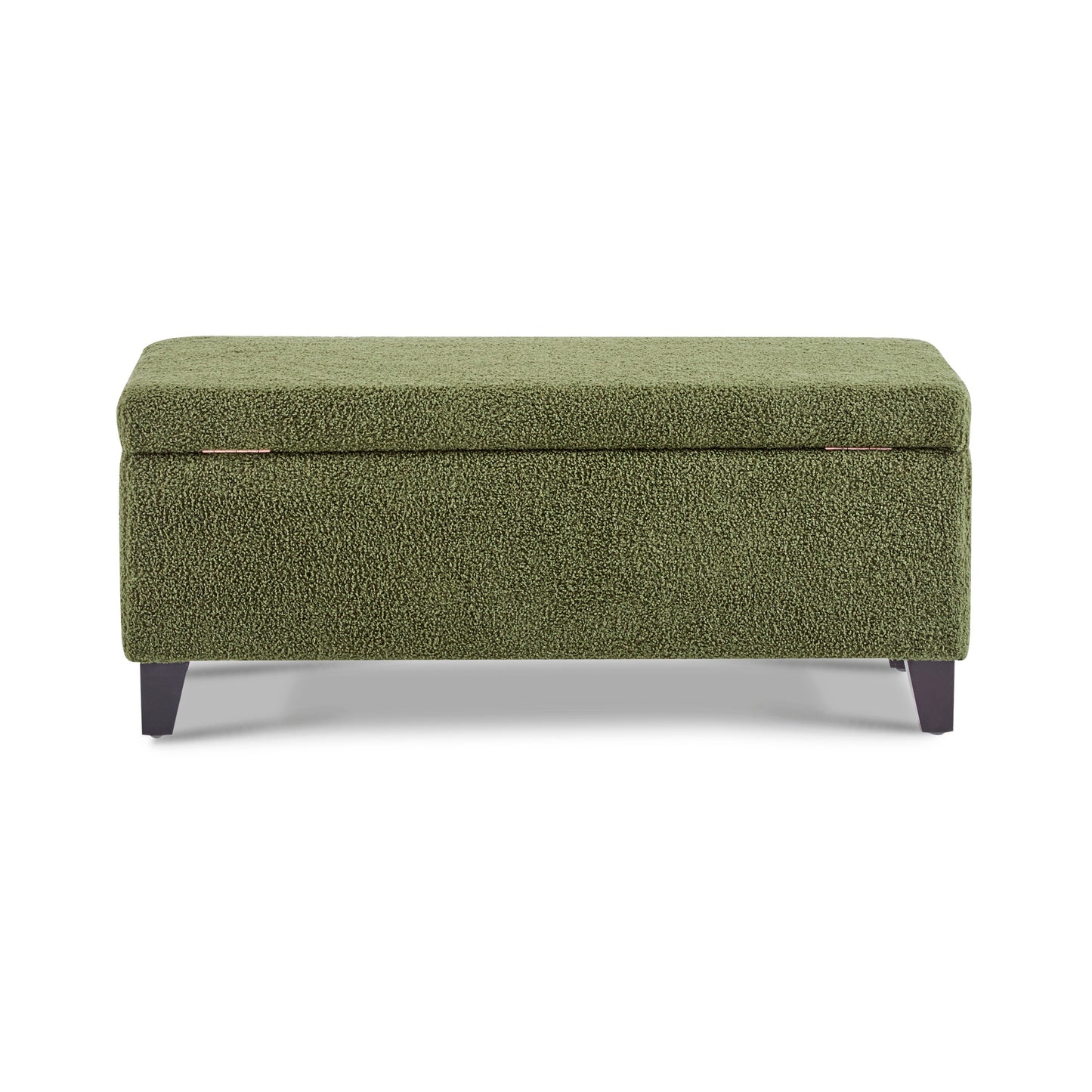 Storage Ottoman with Flip-Top Lid, Easy Assembly, Boucle Fabric & Rubber Wood Legs