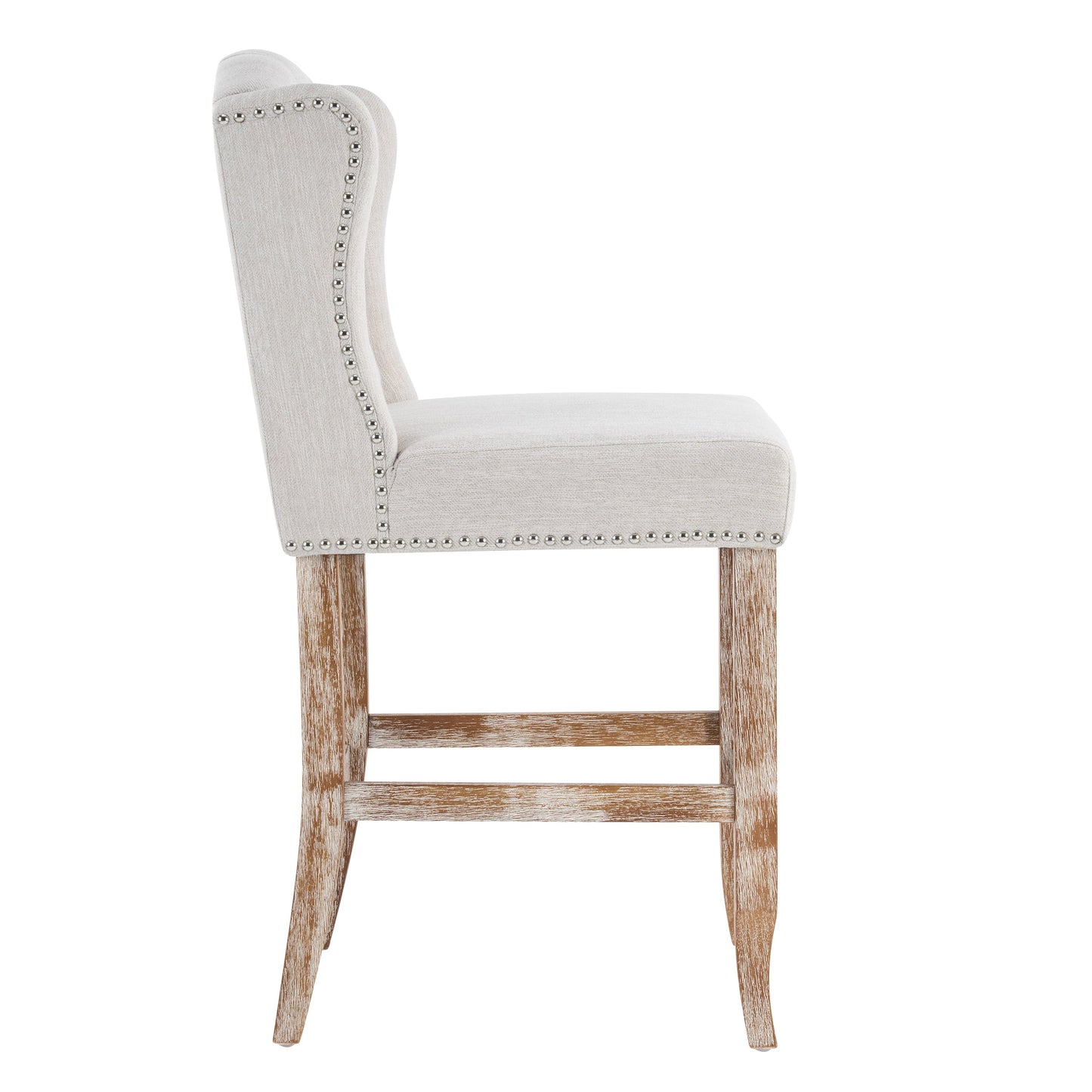 26.78'' Seat Height Vienna Contemporary Fabric Tufted Wingback Counter Stools, Set of 2