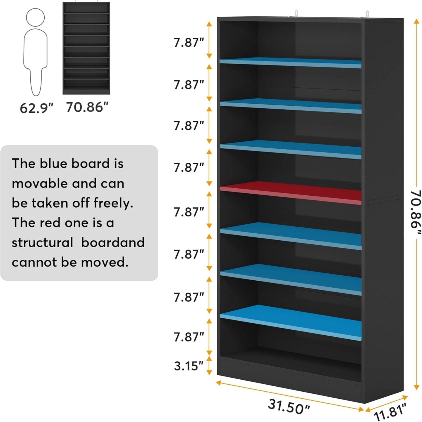 9 Tier Freestanding Shoe Cabinet with Open Design