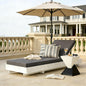 White Acacia Solid Wood Outdoor Chaise Lounge with Dark Grey Cushion