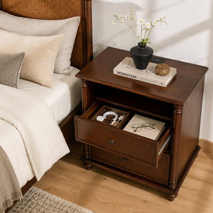 28" Nightstand with Charging Station, Rustic