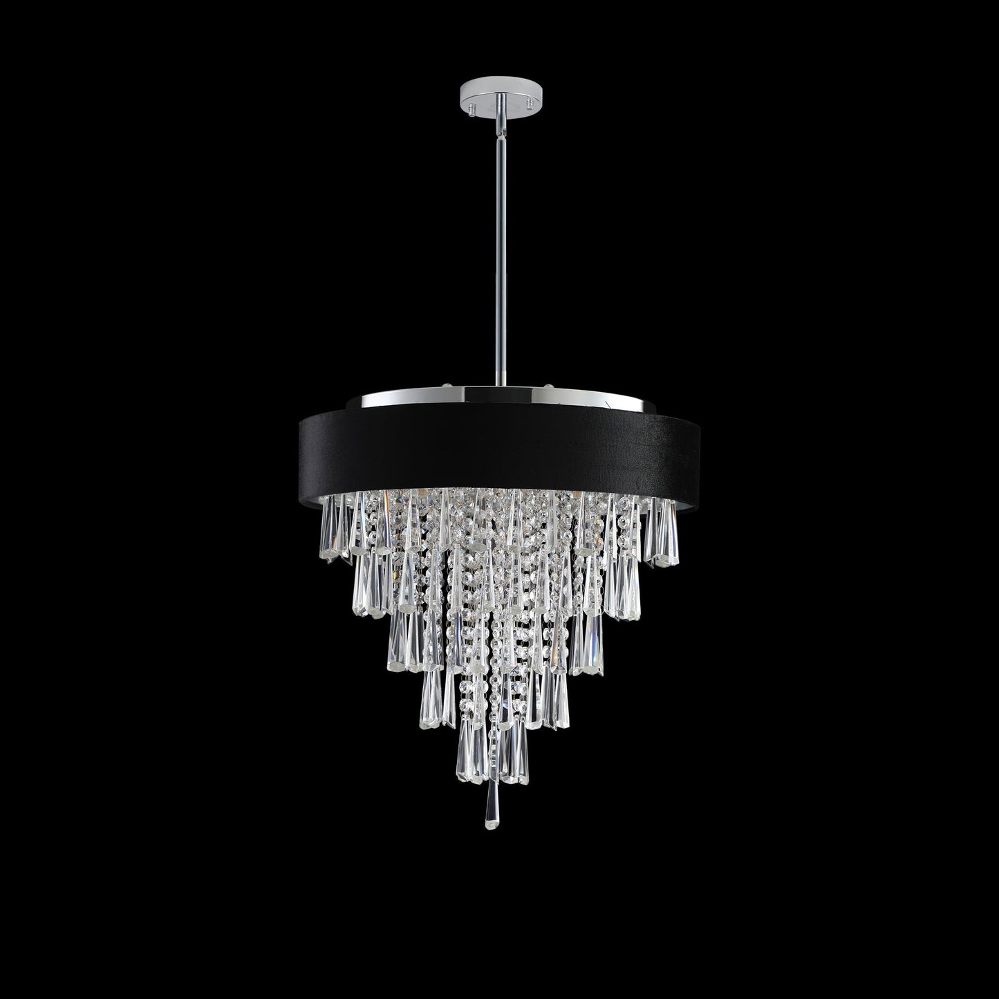 18-inch Modern Crystal Chandelier with Black Velvet Shade