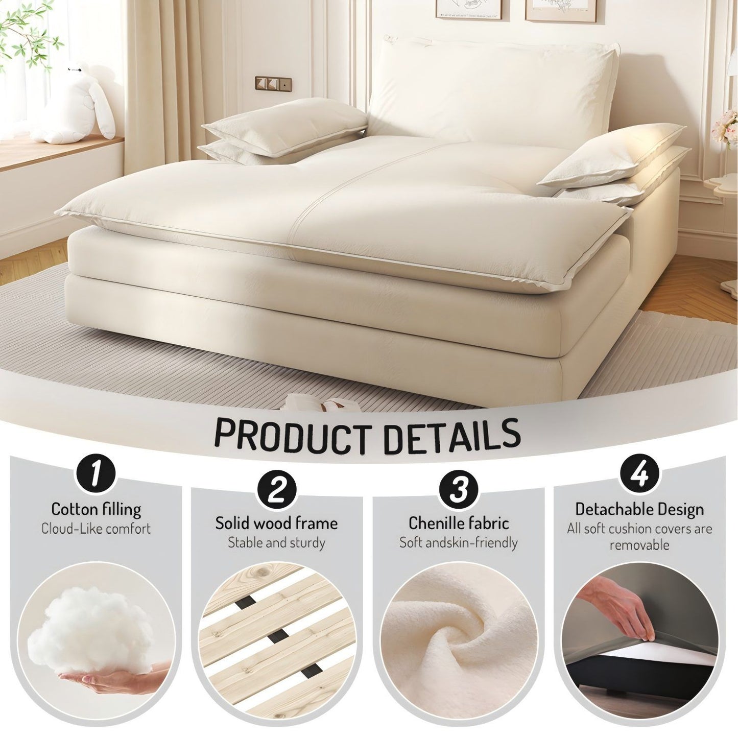 Modern Oversized Double Chaise Lounge Chair
