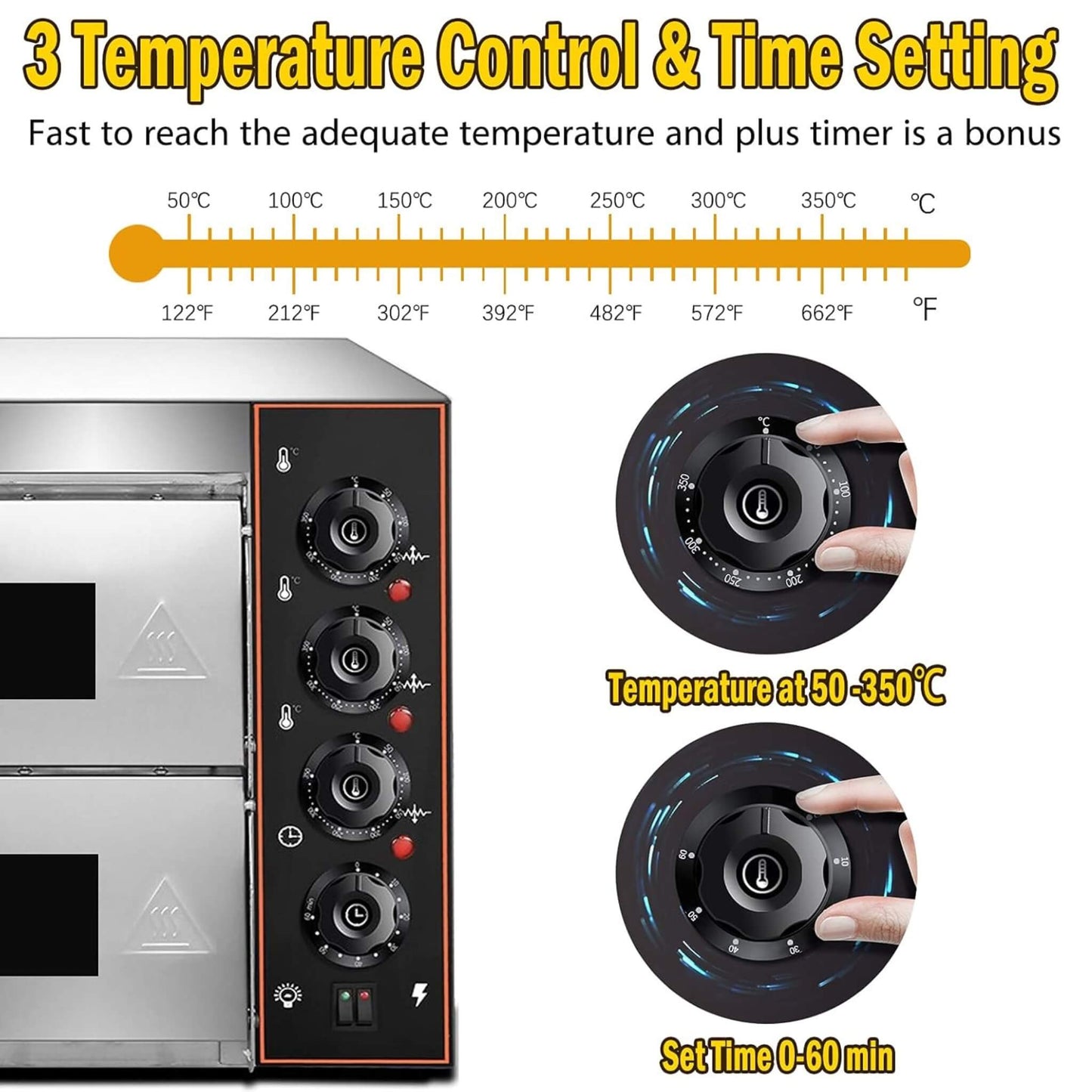 16-Inch Commercial Stainless Steel Double Deck 3000W 110V Electric Pizza Oven (SAK85429)