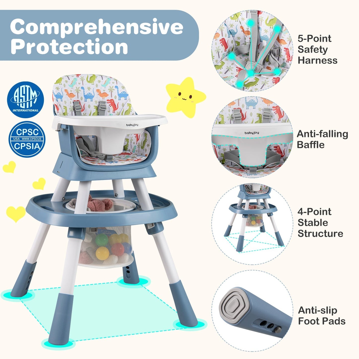 16-in-1 Baby High Chair with Activity Center and Booster Seat for Babies and Toddlers