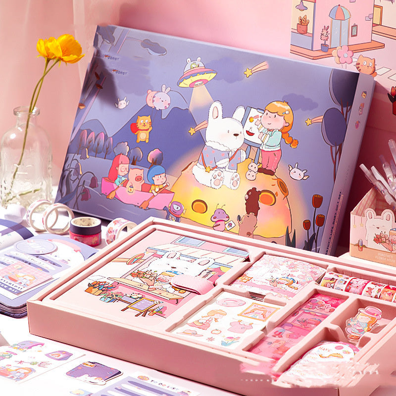Cartoon Girl Cute Hand Account Material Gift Box