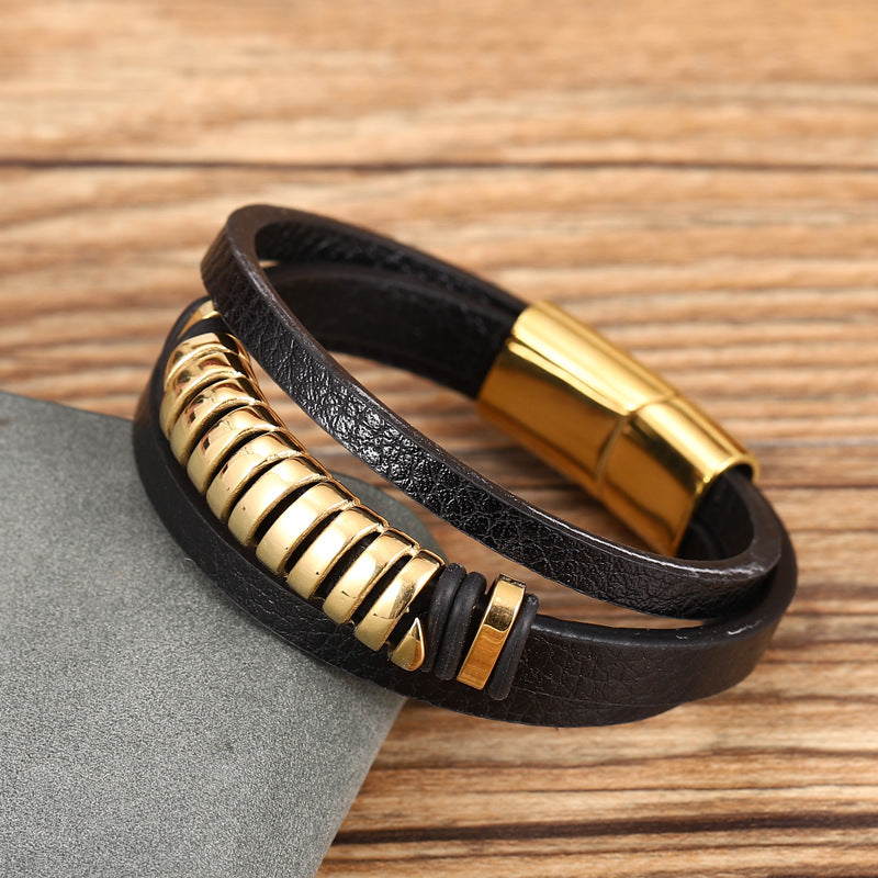 Stainless Steel Swivel S-shaped Bracelet With Golden Personality
