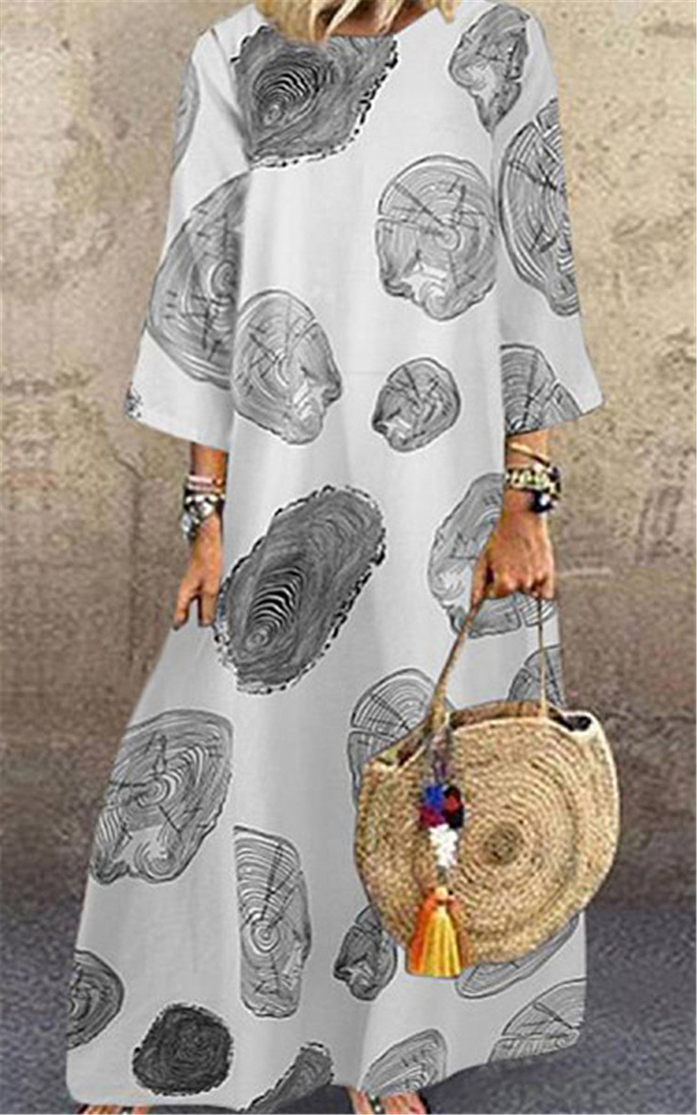 Plus Size Women's Print Long Sleeve Dress