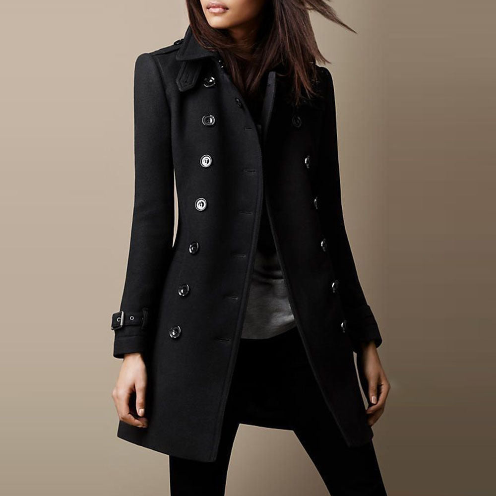 Korean Style Slim Waist Plus Size Woolen Mid-length Woolen Coat