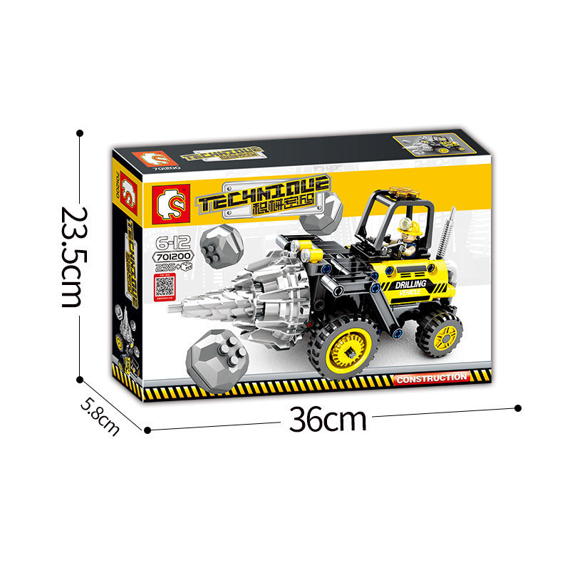 Senbao Technology Series Road Roller Drill Bit Machine Engineering Vehicle Intelligence Assembled Children's Building Block Toys