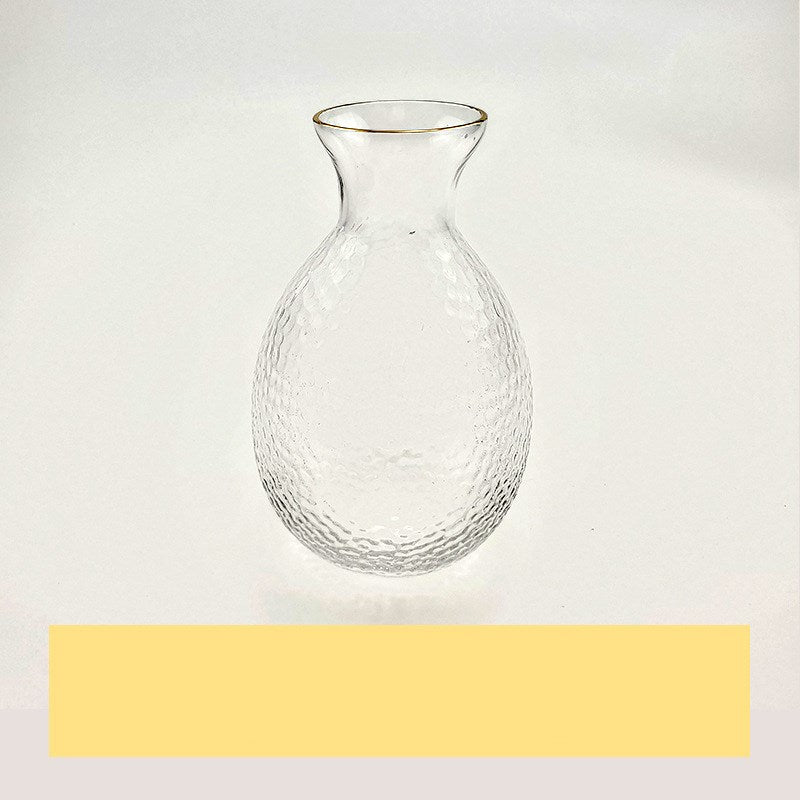 NEW Japanese Sake Pot Golden four Cups Edge Glass Set