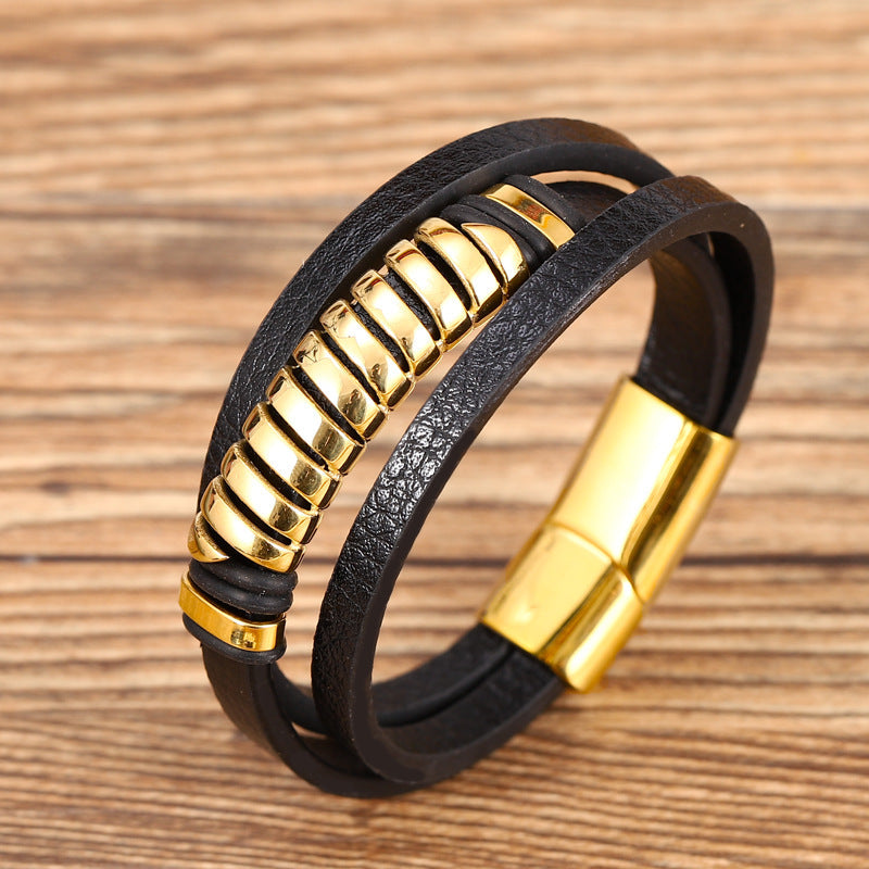 Stainless Steel Round S-shaped Bracelet Gold Exaggerated Personality