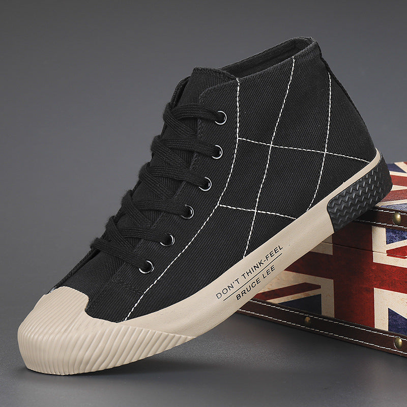 New simple Retro Black red lines Casual  "Don't Think feel" Bruce Lee quote Men's Shoes