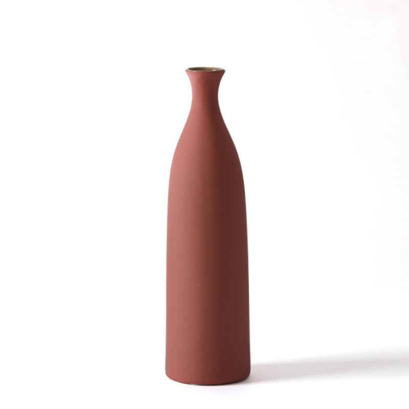 Home Furnishing Small Mouth Ceramic Vase Decorations Restaurant Showroom Desktop Soft Decorations