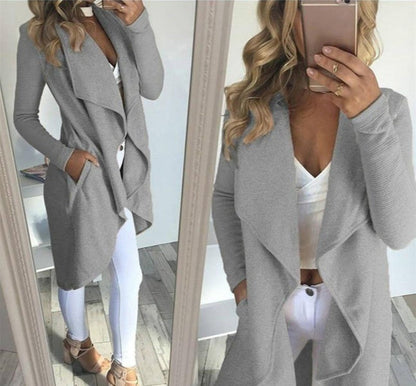 Slim long trench coat with solid lapel