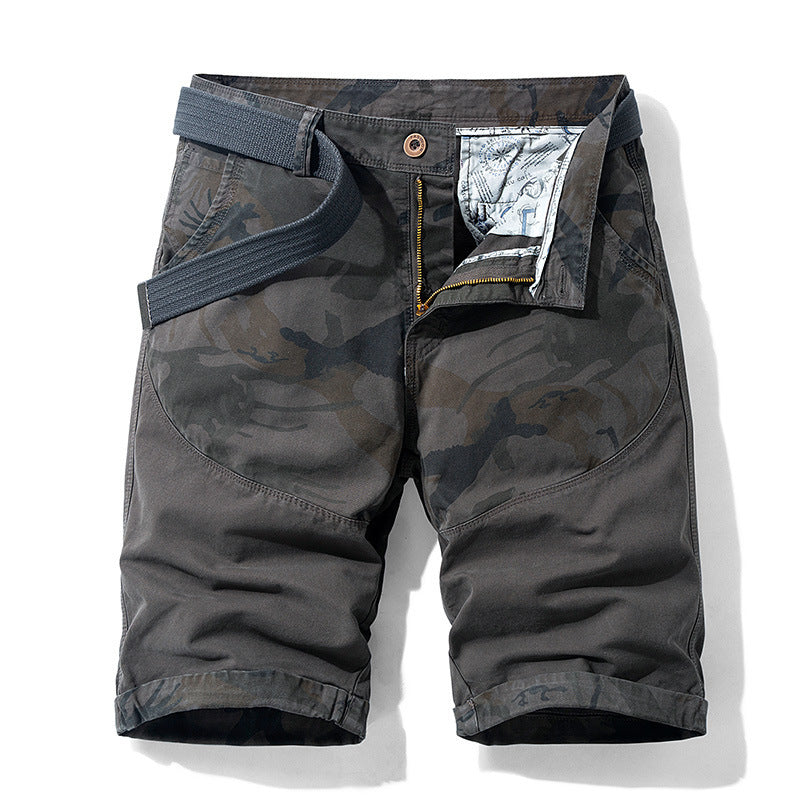 Men Red Summer Thin Print Striped Cargo Shorts