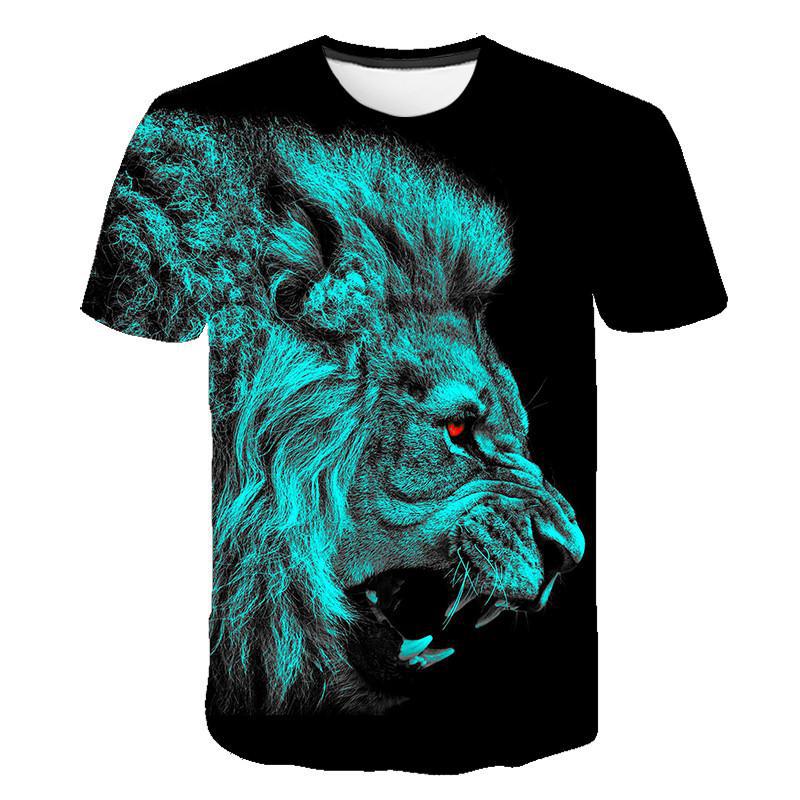 Urban Safari Men's Lion T-Shirt - 3D Printed Animal Graphic Tee, Gold/Black Streetwear, Short Sleeve Crew