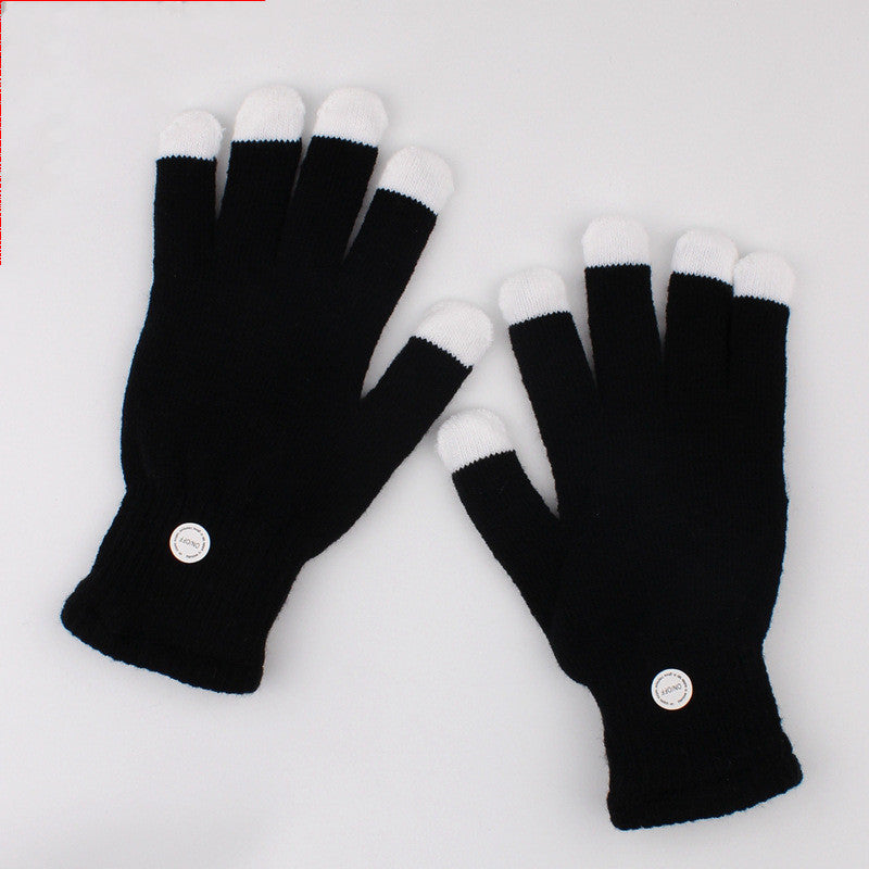 Black LED Fingertip Colorful Glowing Gloves | Light-Up Rave Party Knit Gloves with Multicolor LED Fingertips