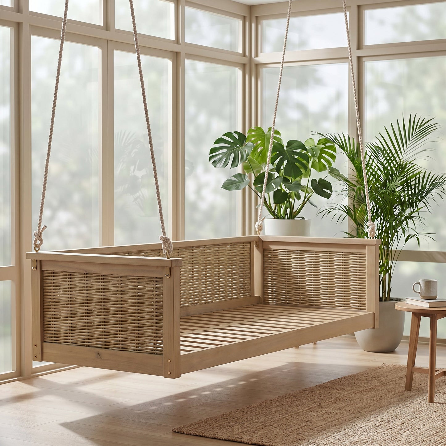 TOPMAX Outdoor Classic Solid Wood Twin Size Swing Bed