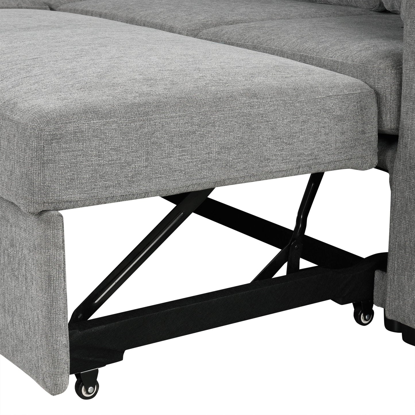 Modern U-Shaped Sectional Sofa Convertible Pull-Out Sofa Bed With USB Ports And Cup Holders