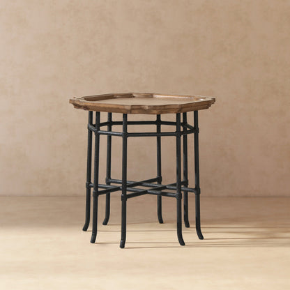 Foundry 24" Square Reclaimed Pine Wood & Iron Side Table Antique