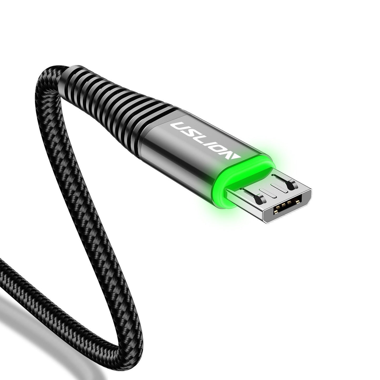 Android Micro USB Charging Cable with LED Green Light - 3A Fast Charge for Mobile Devices
