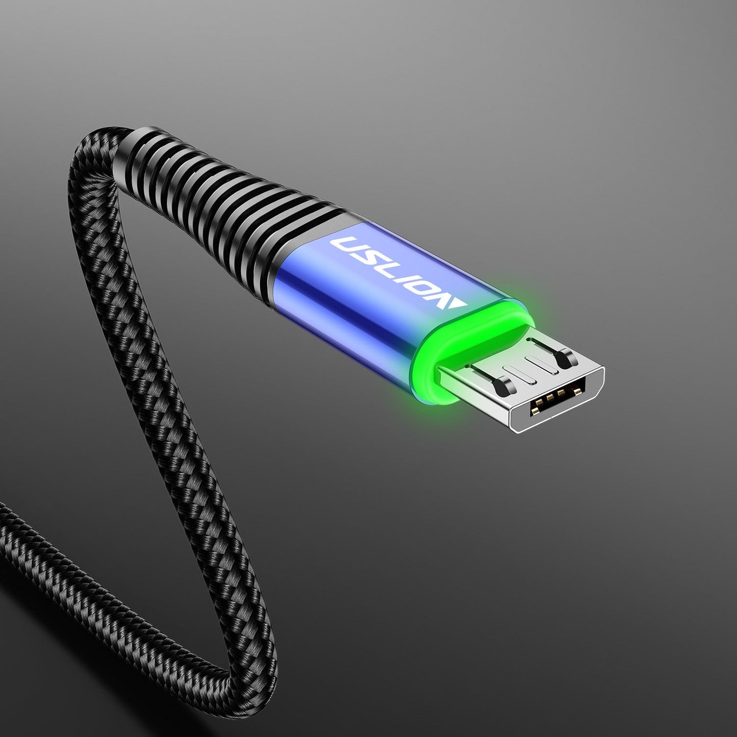 Android Micro USB Charging Cable with LED Green Light - 3A Fast Charge for Mobile Devices