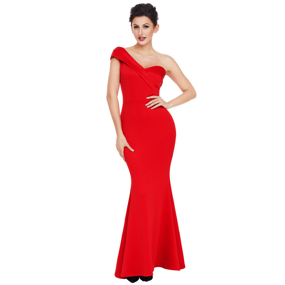 New Sexy Red Chiffon Short Sleeve Slim High Waist Dress